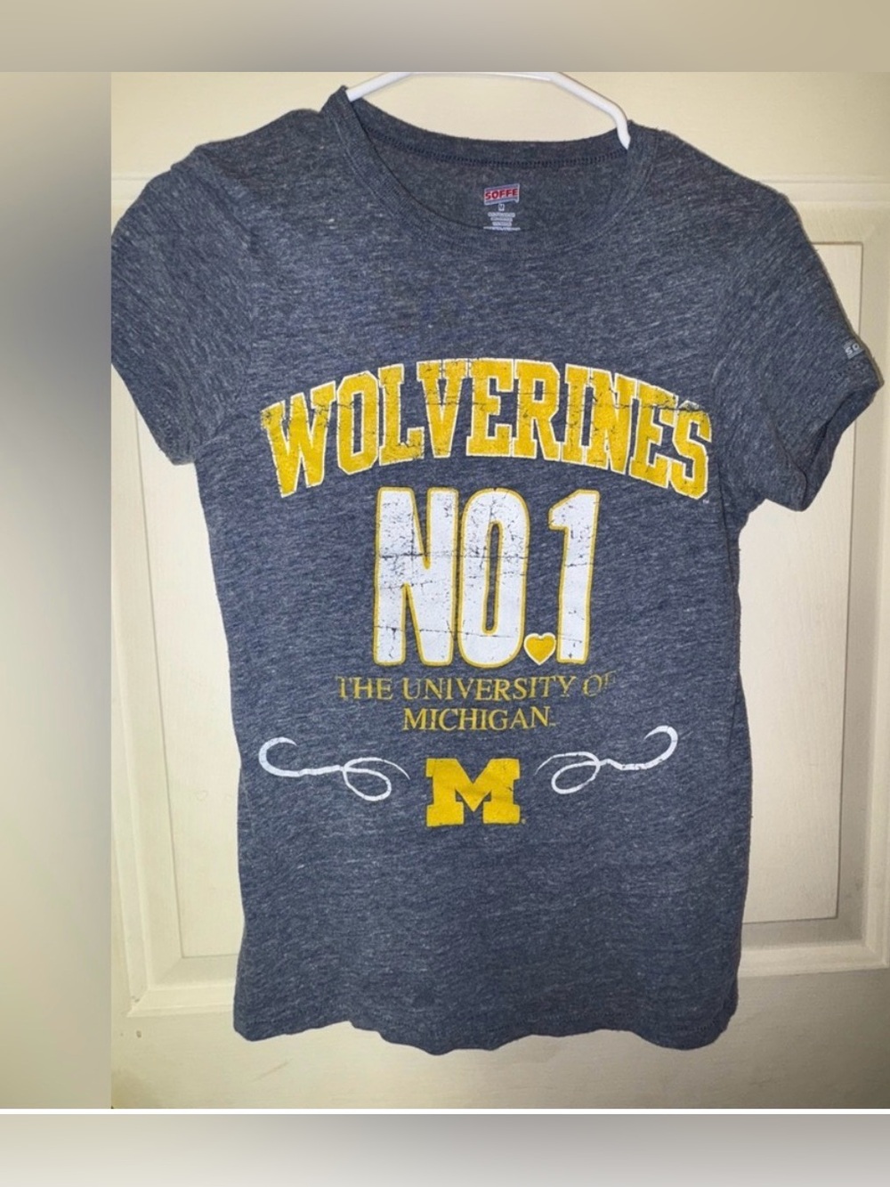 Soffe Wolverines  Tee with Yellow Graphics women football university of Michigan